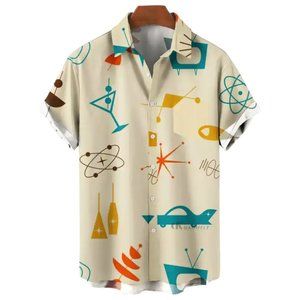 Men's Summer Casual Hawaiian Aloha Button Down Up Beach Shirt Retro